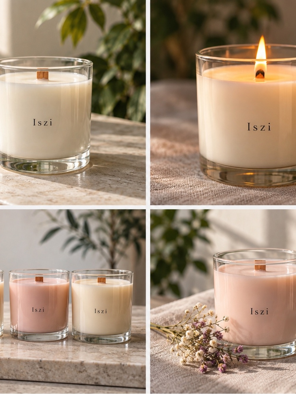 Pink & Cream Wood-Wick Scented Candle Duo